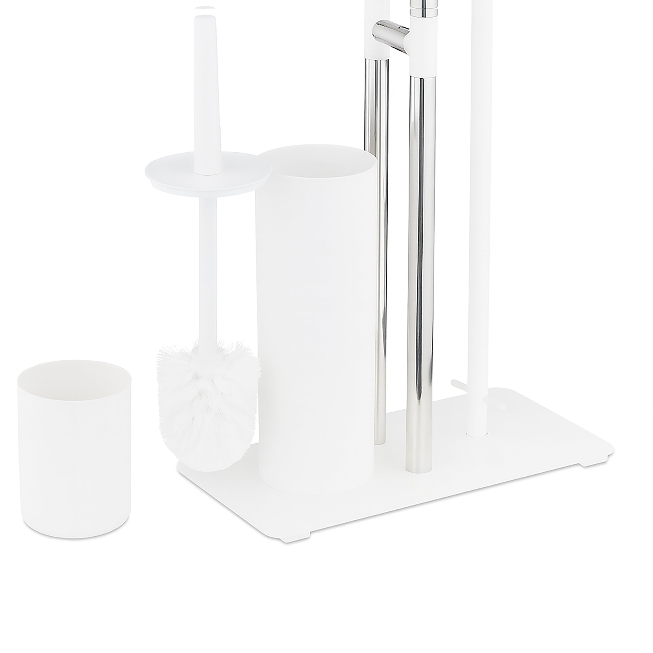Juego de baño Relaxdays, Acero Inoxidable, con Estante y portarrollos, Independiente, 3 en 1, HBT: 77 x 30 x 15 cm