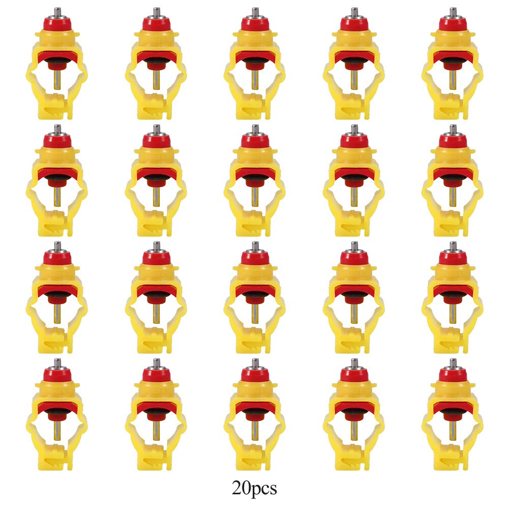 20pcs/pack Snap and Lock Nipples Water Drinking Nipples Automatic Chicken Feeder Dispenser Water Nipple Feeder Nipple Drinker for Poultry Chicken Duck Hen Farming (20mm/0.79in)