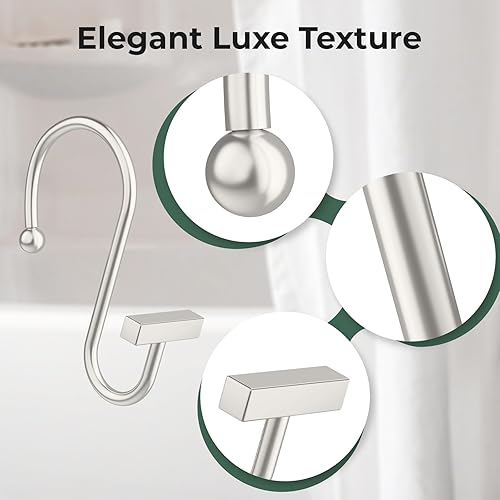 Miniatura 10 de Ganchos para cortina de ducha, anillos negros para cortina de ducha, a prueba de óxido, 12 ganchos de ducha para cortina de ducha, diseño de barra