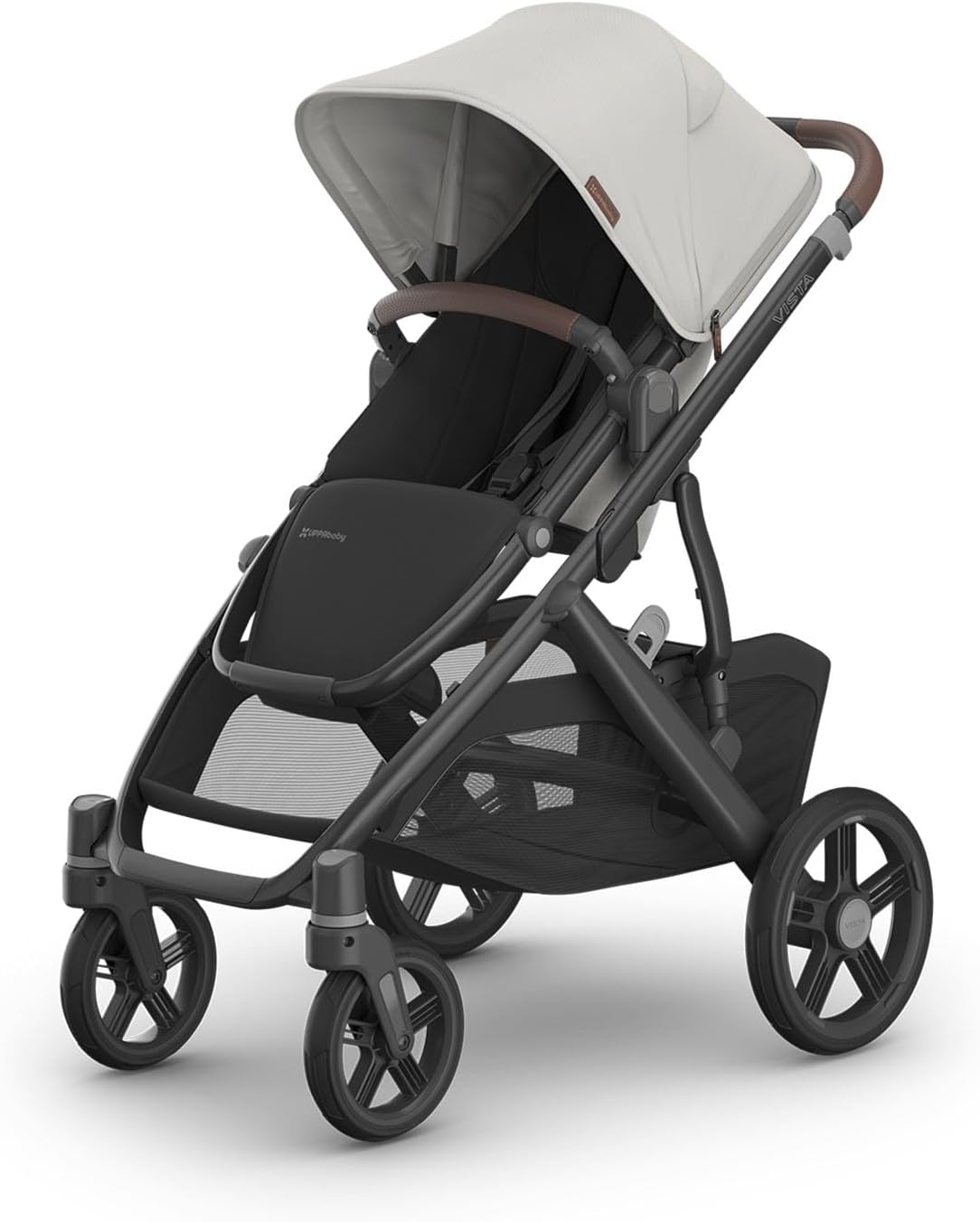 Vista V3 Convertible Single-to-Double Stroller for Baby & Toddler, 30+ Configurations, Car Seat Compatible, All-Wheel Suspension, XL Basket – Savannah (Pearl Grey Jacquard/Carbon Frame)