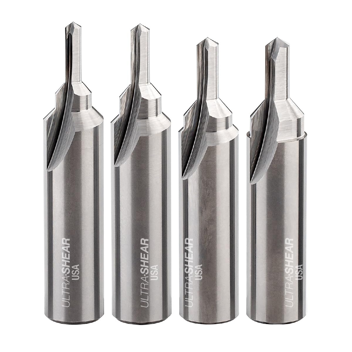 Countersink Slotting Router Bits, 4 Piece Set, 2 FL, USA Made, Solid Carbide, Great for Making Screw Blocks - US5CS-4PC