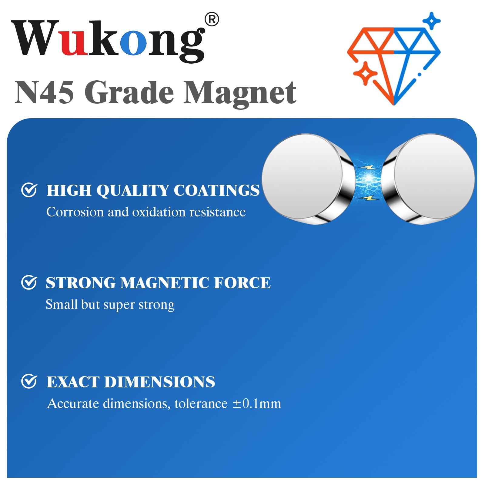 Wukong N45 Małe mocne magnesy 5 x 2 mm, miniaturowe magnesy neodymowe, małe, ale mocne, na lodówkę, do drukarki 3D, modeli i projektów typu „zrób to sam”, 80 szt.