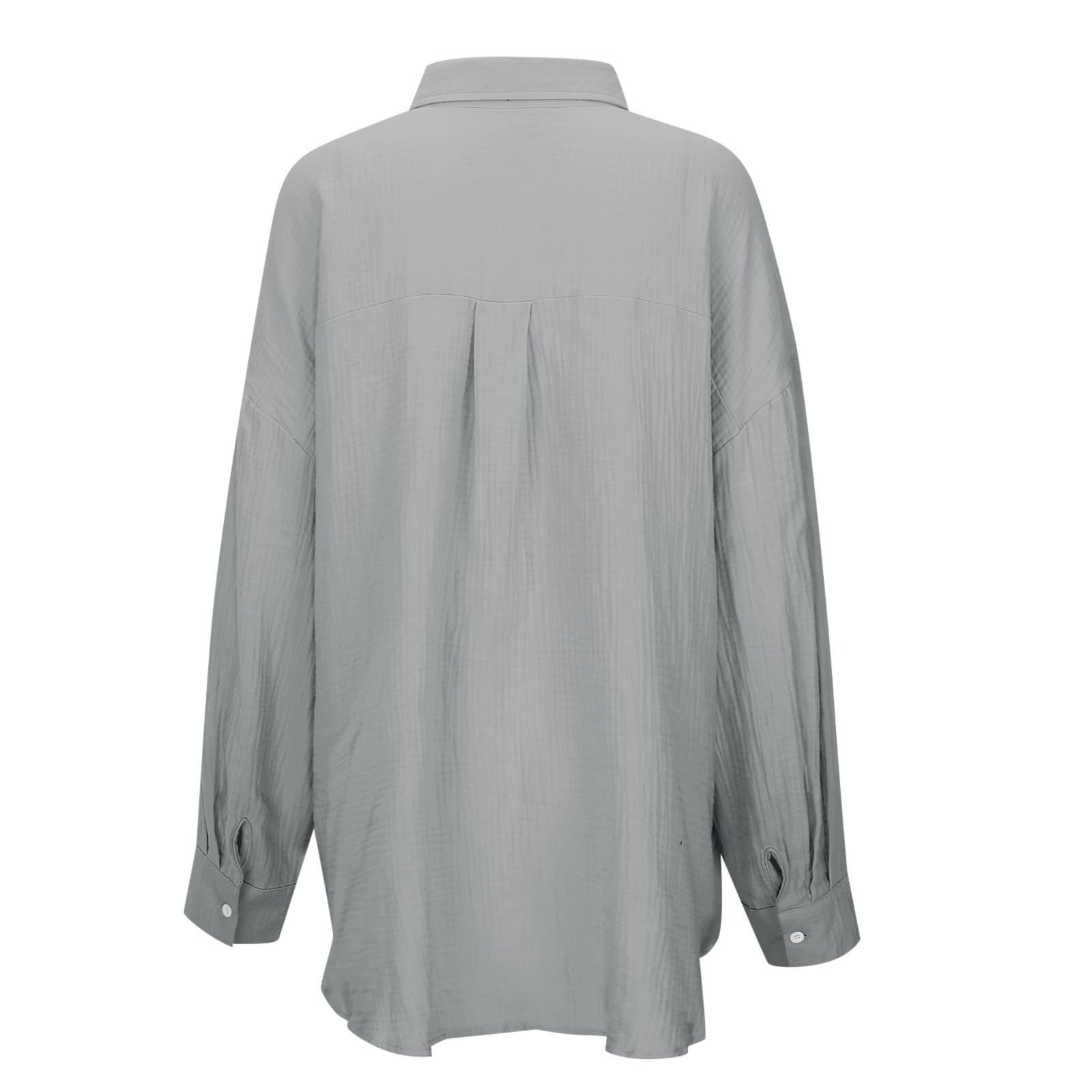 Camisas de lino con botones para mujer, de verano, transpirables, de manga larga, con cuello, de lino, algodón, a la moda, casuales, holgadas, de muselina, de gran tamaño, ligeras, color liso