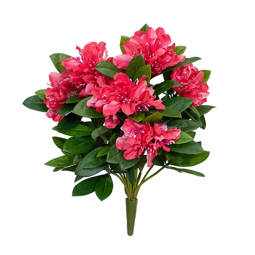 Artificial Rhododendron Bush Flame Retardant 45cm/17 Inches Tall Rich Pink