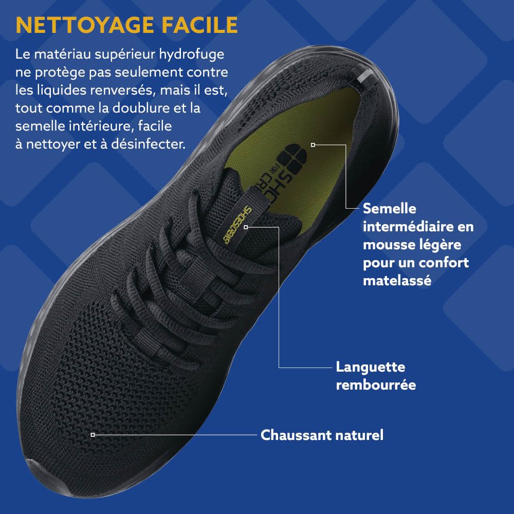 Shoes for Crews Baskets de Travail antidérapantes pour Hommes – Chaussures légères et imperméables, destinées à la Restauration, Cuisine, Bistro, au Secteur de la santé – Everlight ECO