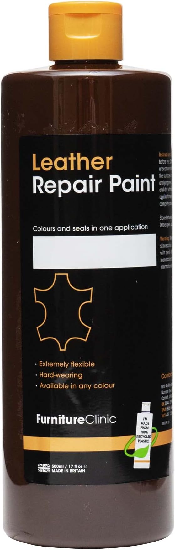 Leather Repair Paint & Dye - Self Seal Colourant for Quick and Easy Repair - Suitable for Sofas, Leather Car Seat, Shoes, Handbag - Chocolate 50ml