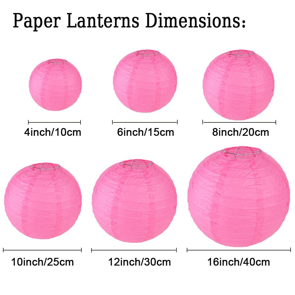 Lanterne Di Carta Cinese Rotonde | 9 Pezzi Rosa 10 Cm, Decorazioni Fai Da Te