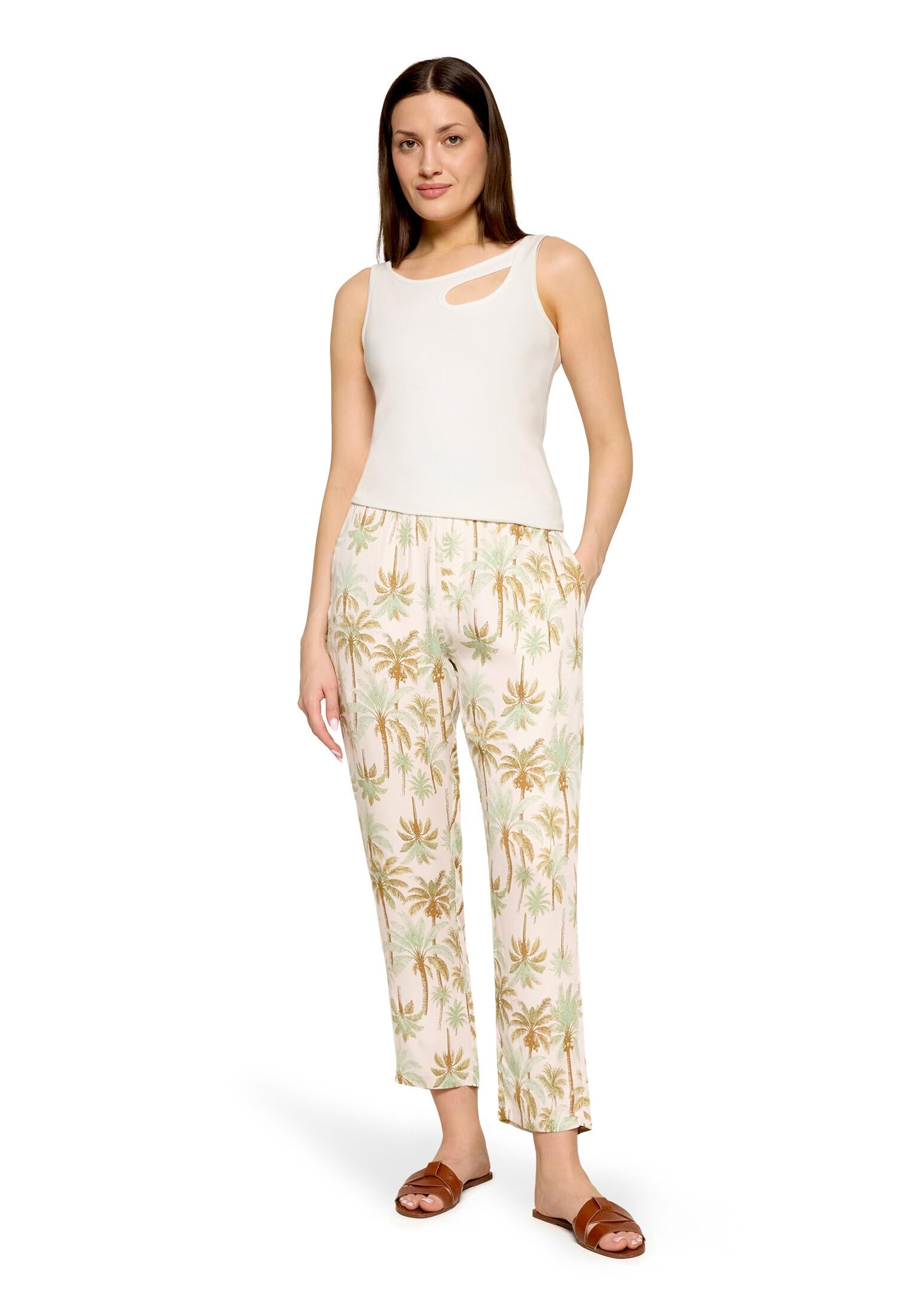 Cartoon Damen Casual-Hose mit Gummizug 38, Nature/Green