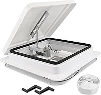 Vista 1 de RVMATE Ventilador de techo de 14" para RV/Caravana/Remolque, Blanco con ventilador de 12V de 6" de palas