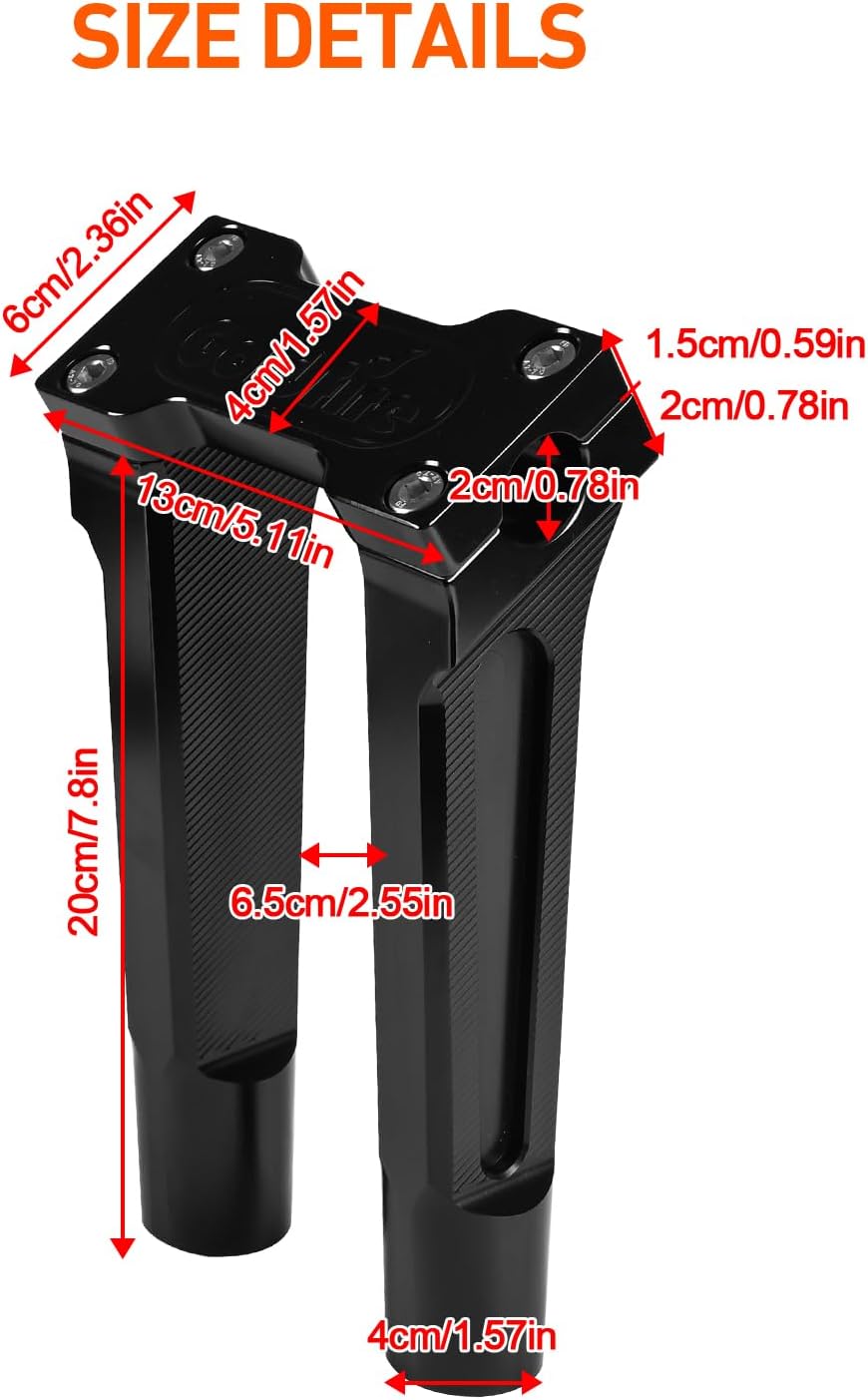 Motorcycle Straight Handlebar Risers For Harley, Hutexico 1 inch Aluminium Tall Handlebar Riser with One Piece Top Clamp For Sportster Dyna Road Glide FXLRS (Black, 8")