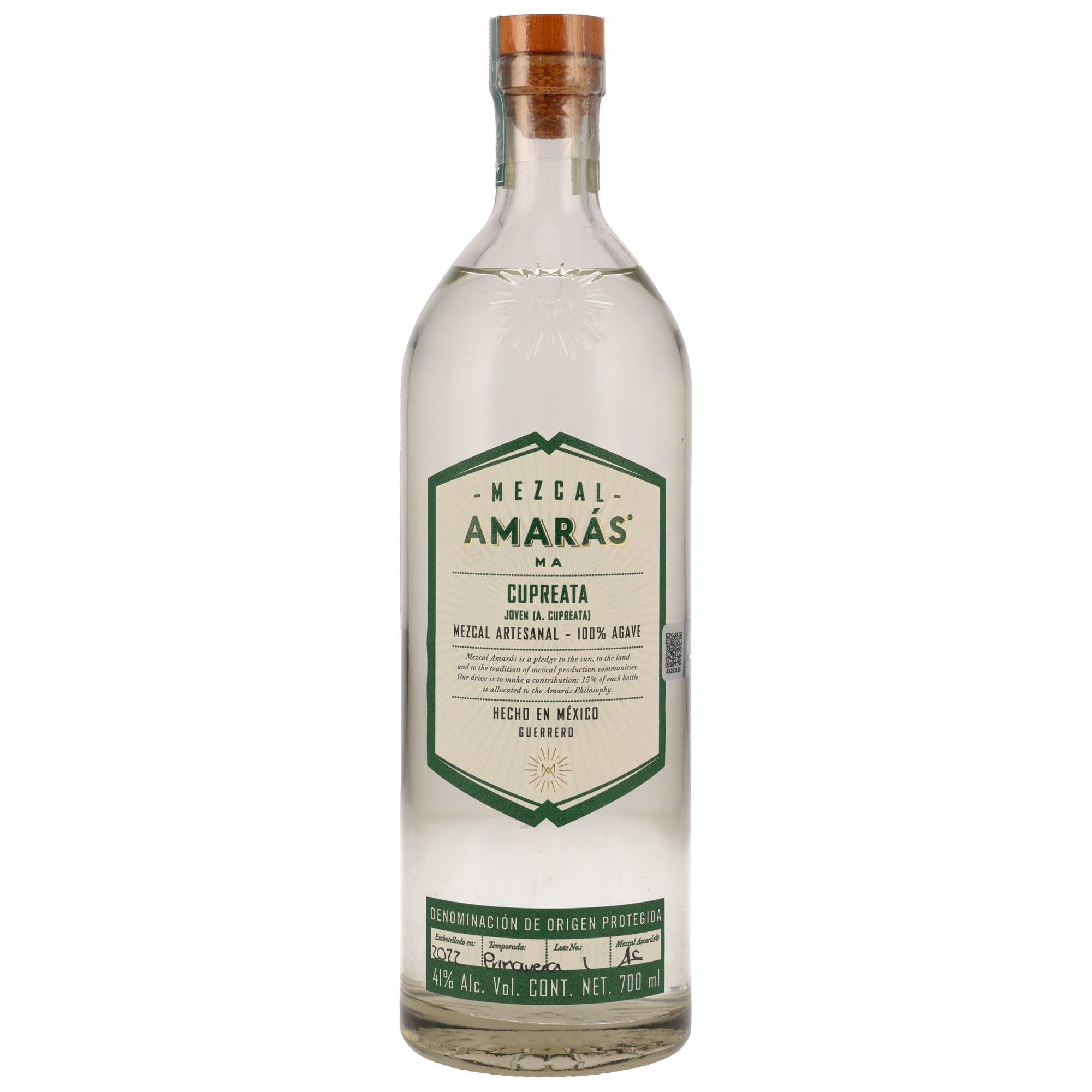 Mezcal Amarás | Cupreata | 700 ml | Aus süßen Cupreata-Agaven | In Handarbeit hergestellt | Mit überwältigend natürlicher Komplexität
