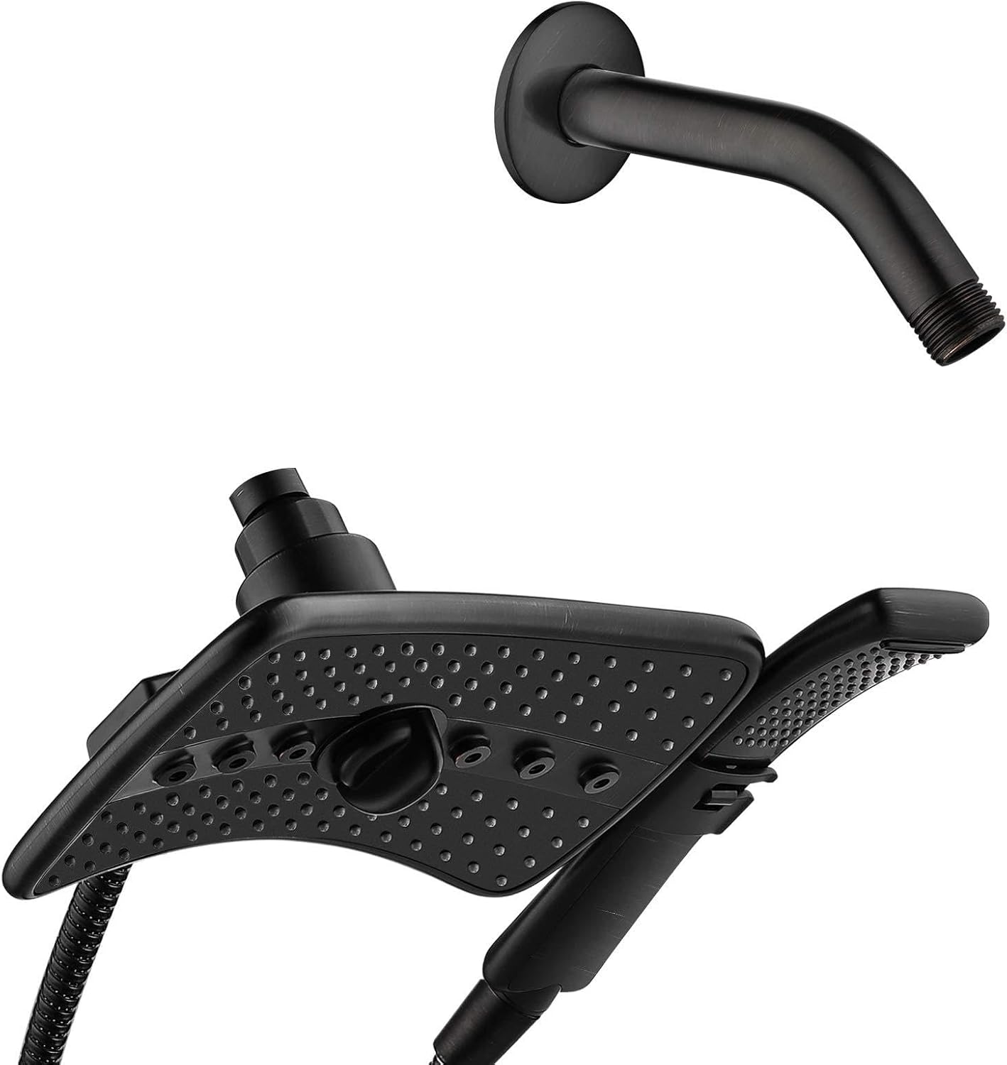 BRIGHT SHOWERS Four Spray Settings Shower Head Set Oil Rubbed Bronze and Black Finishing Matching 6" Shower Arm Brass Shower-Pipe Arm
