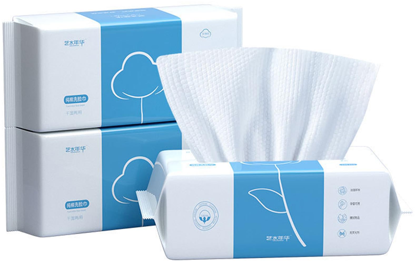 ZOTIKA® Disposable Face Cloths, 3 Pack, 100% Cotton Face Wipes, Soft Lint Free, for Sensitive Skin, Facial Cleansing, Makeup Removal, Surface Cleaning (3 Pack (100 Count Per Pack))