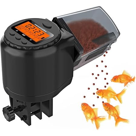 Amazon 魚自動給餌器 Pawaboo オートフィーダー 魚用 自動給餌器 魚用自動給餌器 餌やり器 水槽用 タイマー設定 Ledディスプレイ 配給量調整 回転数調整可能 2つの取付角度 定時給餌 家庭用 小型 コンパクト 静音 留守番 使用簡単 日本語取扱説明書付き ブラック