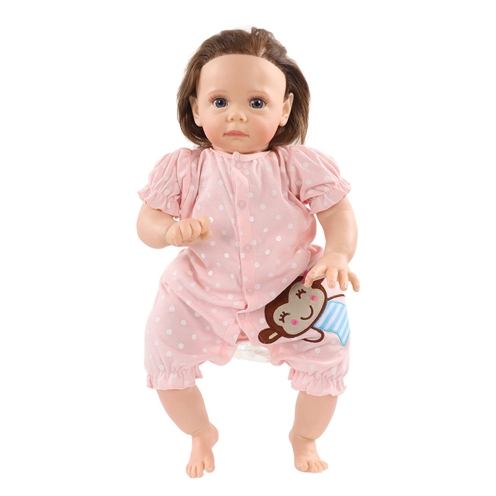 Focket Lalki Reborn, 55 Cm Miękkiego Silikonu, Realistyczne, Realistyczne Noworodka, Lalki Baby, Silikonowe Całe Ciało Reborn ze Smoczkiem i butelką Mleka na Prezent Urodzinowy dla Dzieci i zabawę