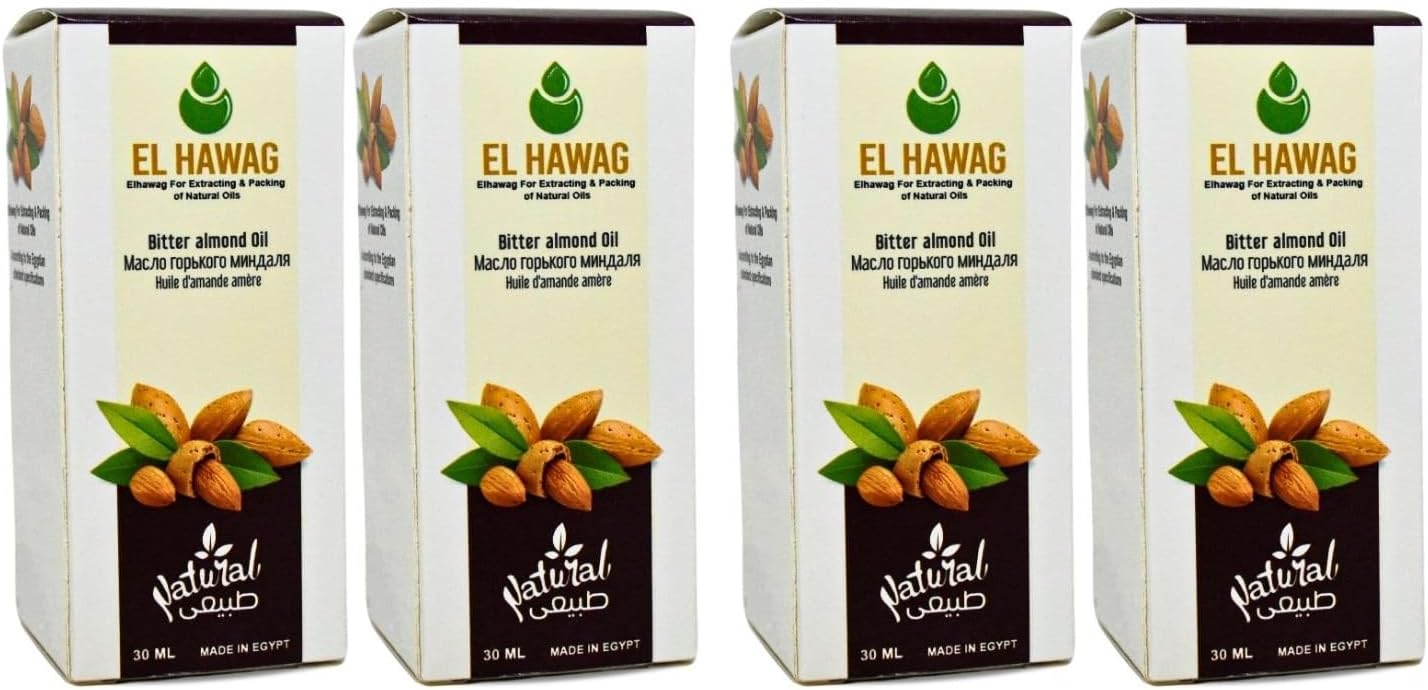 bonballoon Bitter Almond Oil Natural Undiluted Pure For Hair Skin Care Skincare Facial Body & Cold Pressed Premium No Additives Kosher Halal (4 oz / 120 ml) زيت اللوز المر