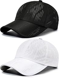 Casquette de Baseball Séchage Rapide Homme Femme,2 Pcs Casquette Running de Extérieur Sport Respirantes Légère Anti UV Chapeau Soleil Réglable pour Course à Pied Le Golf Les Loisirs Randonnee