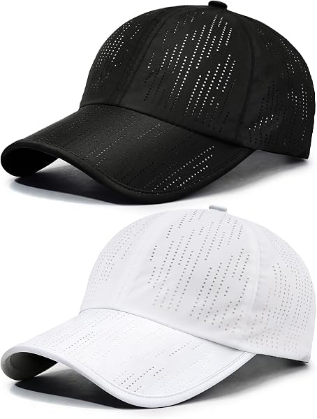 Casquette de Baseball Séchage Rapide Homme Femme,2 Pcs Casquette Running de Extérieur Sport Respirantes Légère Anti UV Chapeau Soleil Réglable pour Course à Pied Le Golf Les Loisirs Randonnee
