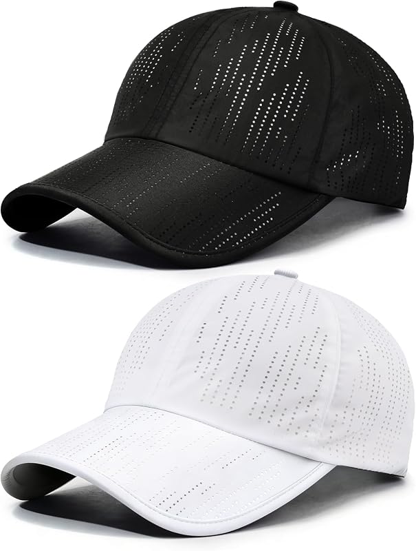Casquette de Baseball Séchage Rapide Homme Femme,2 Pcs Casquette Running de Extérieur Sport Respirantes Légère Anti UV Chapeau Soleil Réglable pour Course à Pied Le Golf Les Loisirs Randonnee