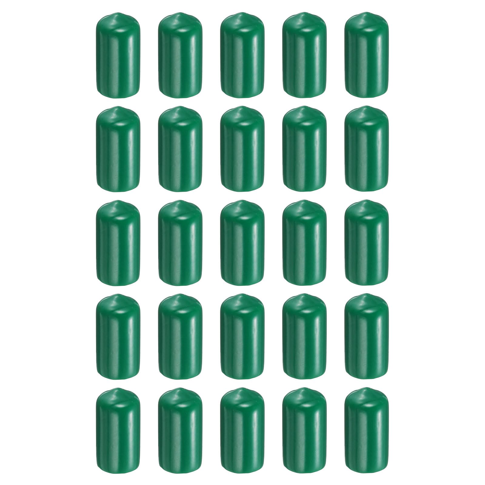 HARFINGTON 50pcs Round Rubber End Caps 12.5mm ID Bolt Covers Caps Vinyl Rubber Flexible Screw Thread Protectors for Metal Tube Rod Bolts, Dark Green