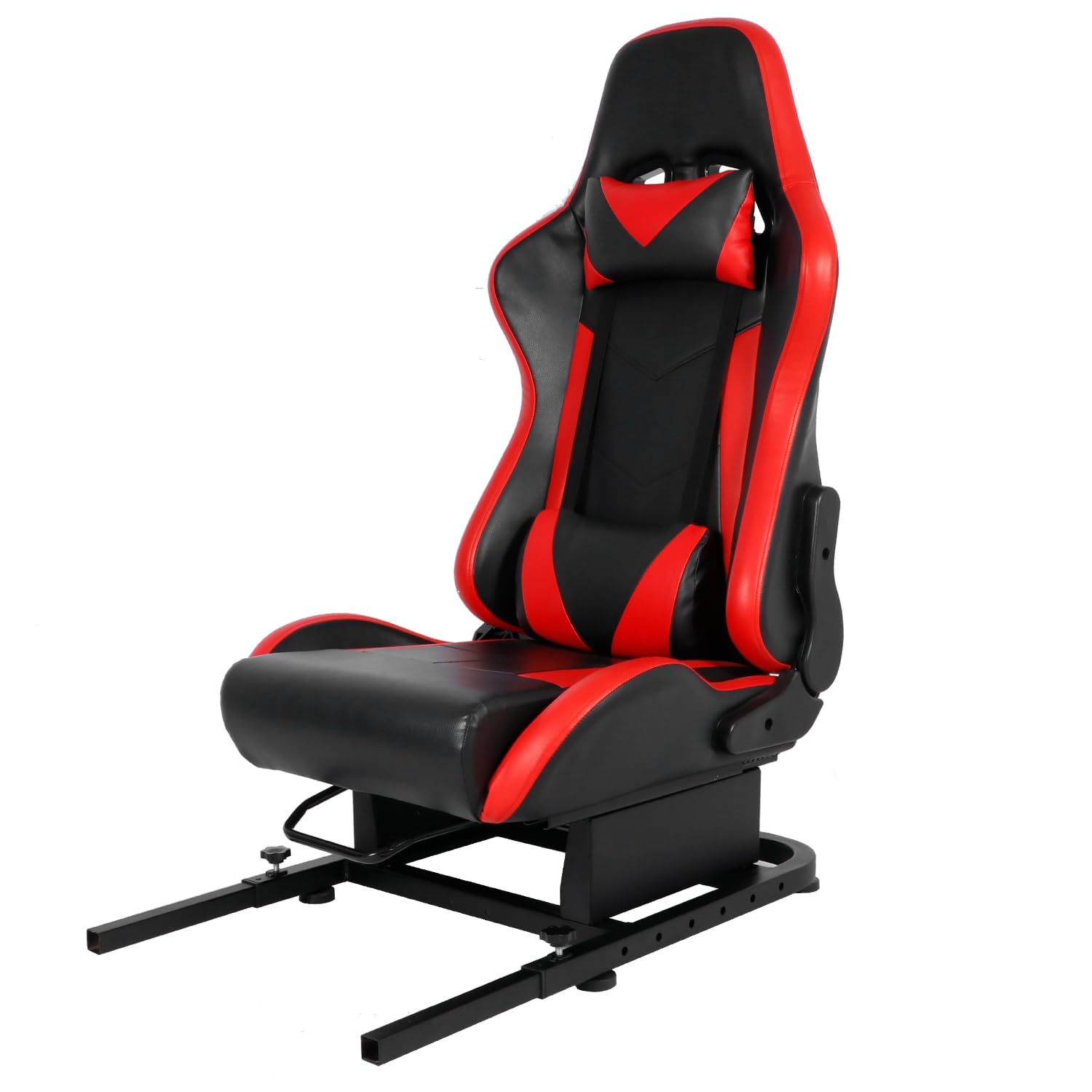 Anman Racing Simulator Cockpit Red Seat/Flight Sim Game Chair with Neck Pillow Lumbar and Matching Bottom Support Bracket,Seat Belt Drilling Support for DIY