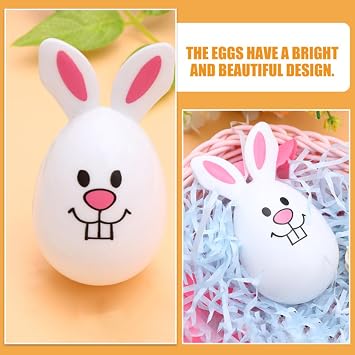 24pcs White Plastic Rabbit Shape Easter Eggs, Openable Decorative Candy Packaging, Creative Easter Party Favors and Home Decoration