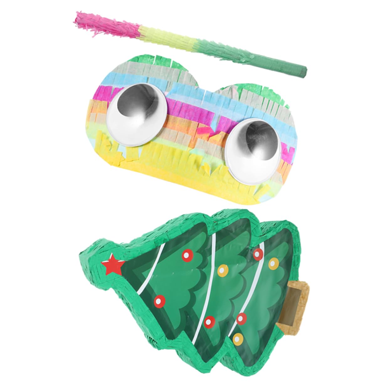 Abaodam 1 Set Christmas Tree Pinata Festive Pinata with Candy Fill Bat Blindfold for Holiday Celebrations Party Games Decorations for Christmas Themed Events