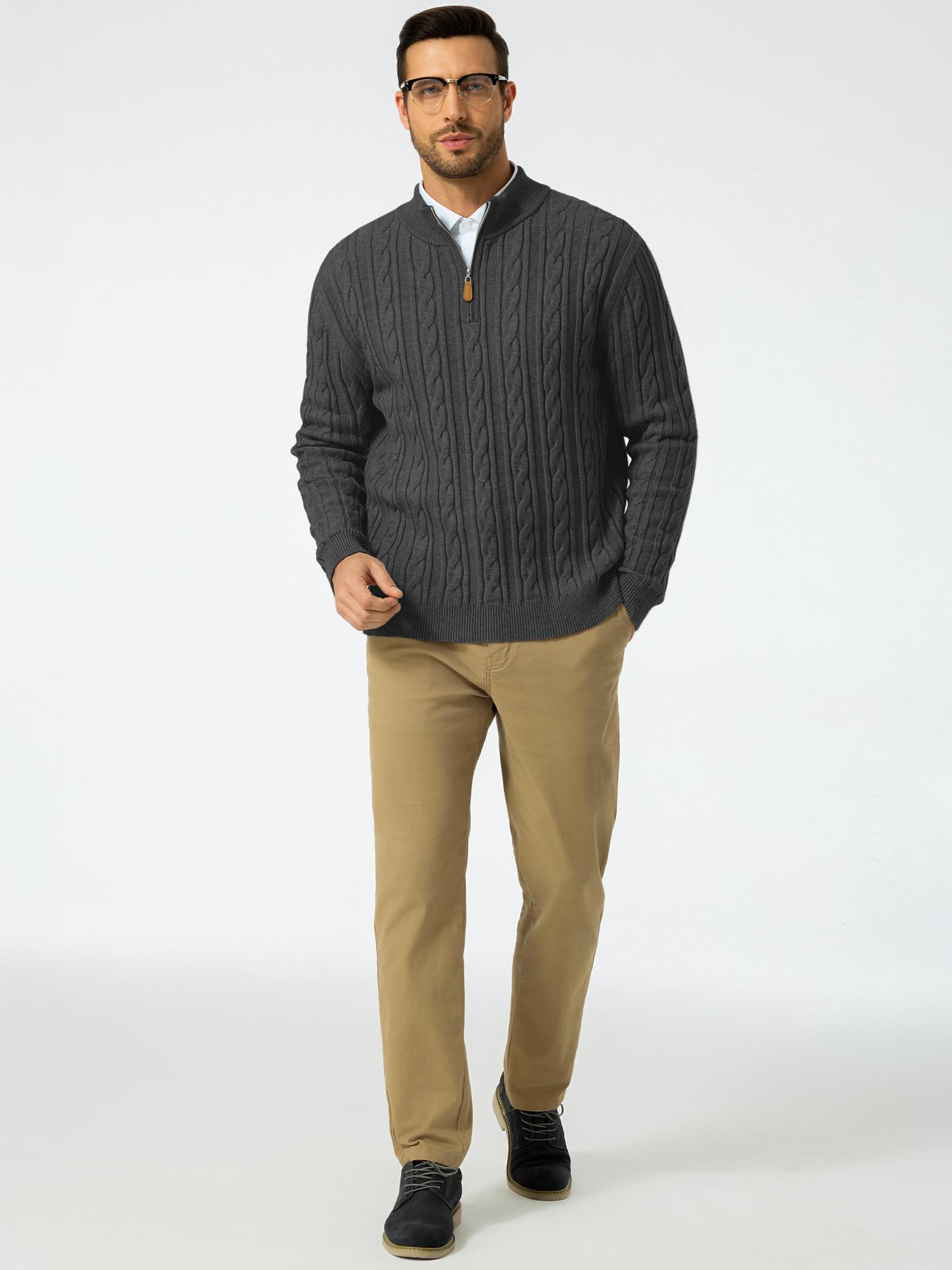 JMIERR Herren Pullover Zip Casual Stehkragen Strickpullover
