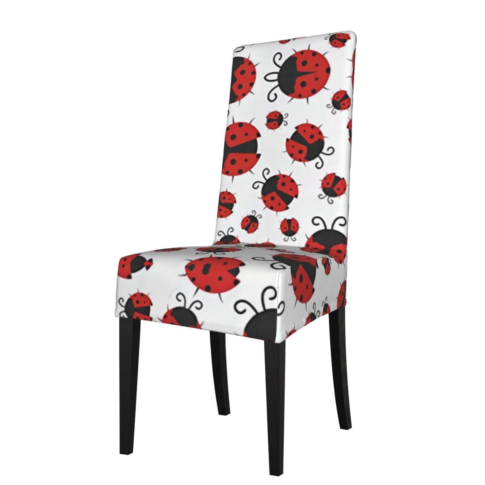 HLSBSSL Funny Ladybug Printed dining chair covers, wrinkle-resistant and iron-free, suitable for hotels, banquets, and conferences