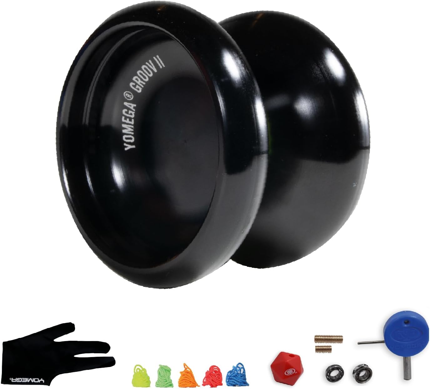 Yomega Groov II– Pro Level Aluminum Yoyo for Advance Players – Round Shaped, C Size Ball Bearing with Adjustable Responsive/Nonresponsive Play + 3 Month Warranty (Black)