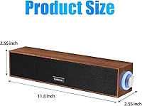Vista 3 de Computer Speakers,Wooden Multimedia Digital Speaker,USB Powered 3.5mm AUX PC Speakers,Surround Sound Portable Computer Sound Bar Speaker for Desktop
