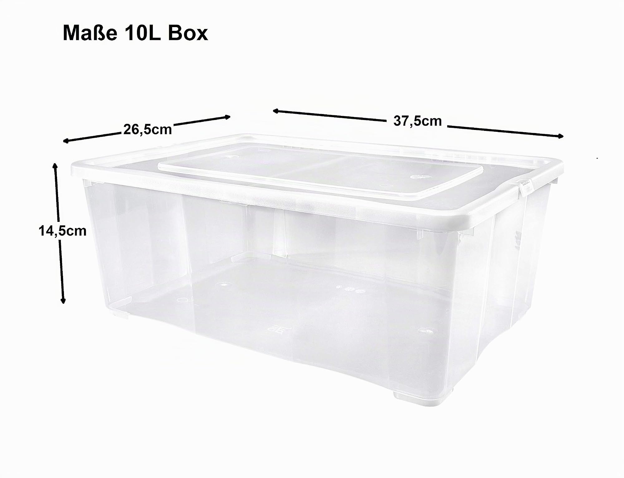 10 er Set Alpfa Schuhboxen je 10,0 Liter Inhalt - transparent mit Deckel - stapelbar 37x26x13 cm