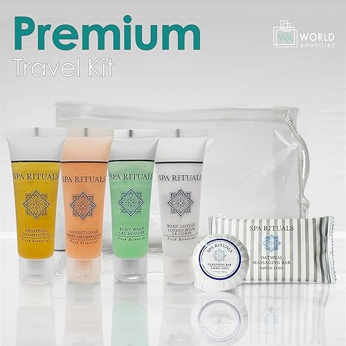 Miniatura 4 de World Amenities Spa Rituals Mini Kit de baño de tamaño de viaje  Botánicos frescos  Champú, acondicionador, gel de baño, loción, barra redonda de