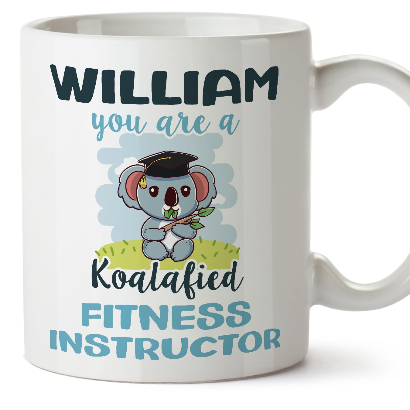 MUGFFINS Personalised Mug for Fitness Instructor man - in English - Custom Koalafied - Funny Custom Gift for Colleagues - Ceramic 11oz Mug โ image 1