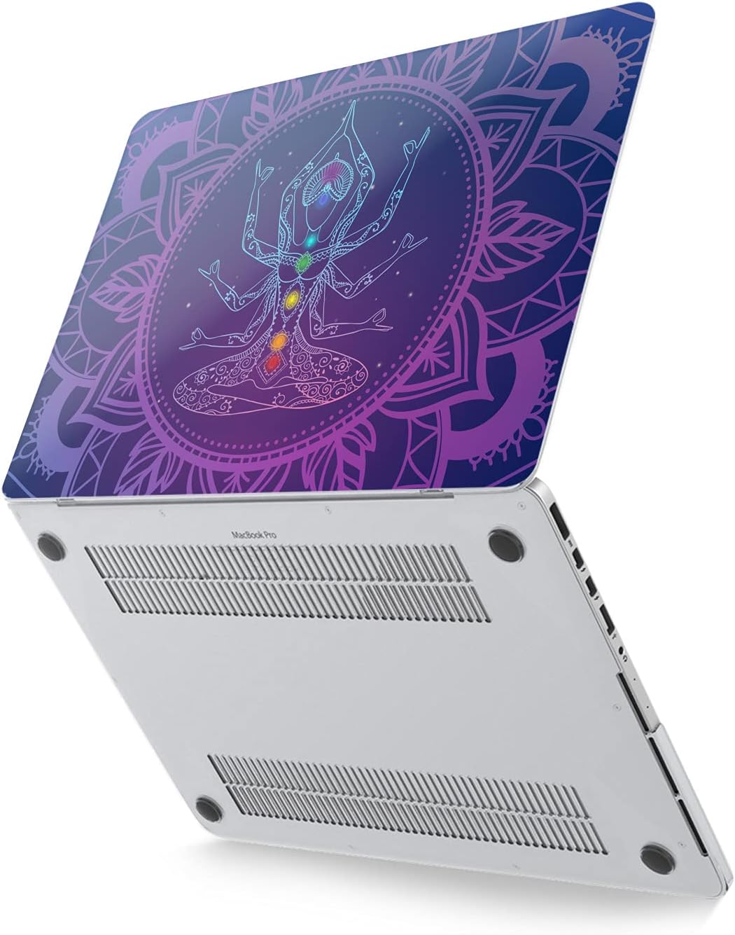 Hard Case Compatible for MacBook Pro 16 14 M3 M2 2023 M1 Pro 13 2022 Air 13 2021 Retina 2020 Mac 11 12 Mandala Bright Laptop Meditation Purple Bohemian Print Design Protective Chakra Cover