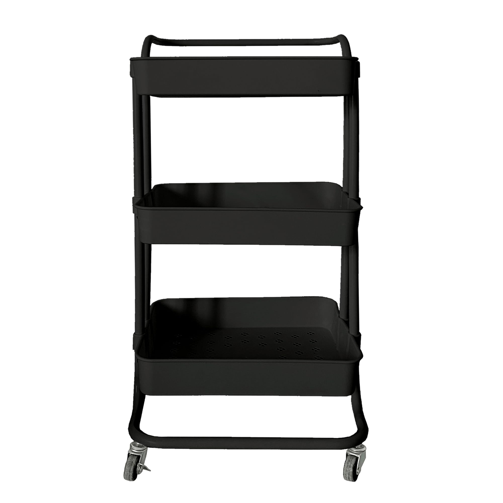Nyana Home | Carrito de Almacenamiento Metálico Home | 4 Ruedas con Giro 360º | 2 Ruedas con Freno de Seguridad | Organización de Cocina, Baño | Almacenamiento Hogar (Negro)