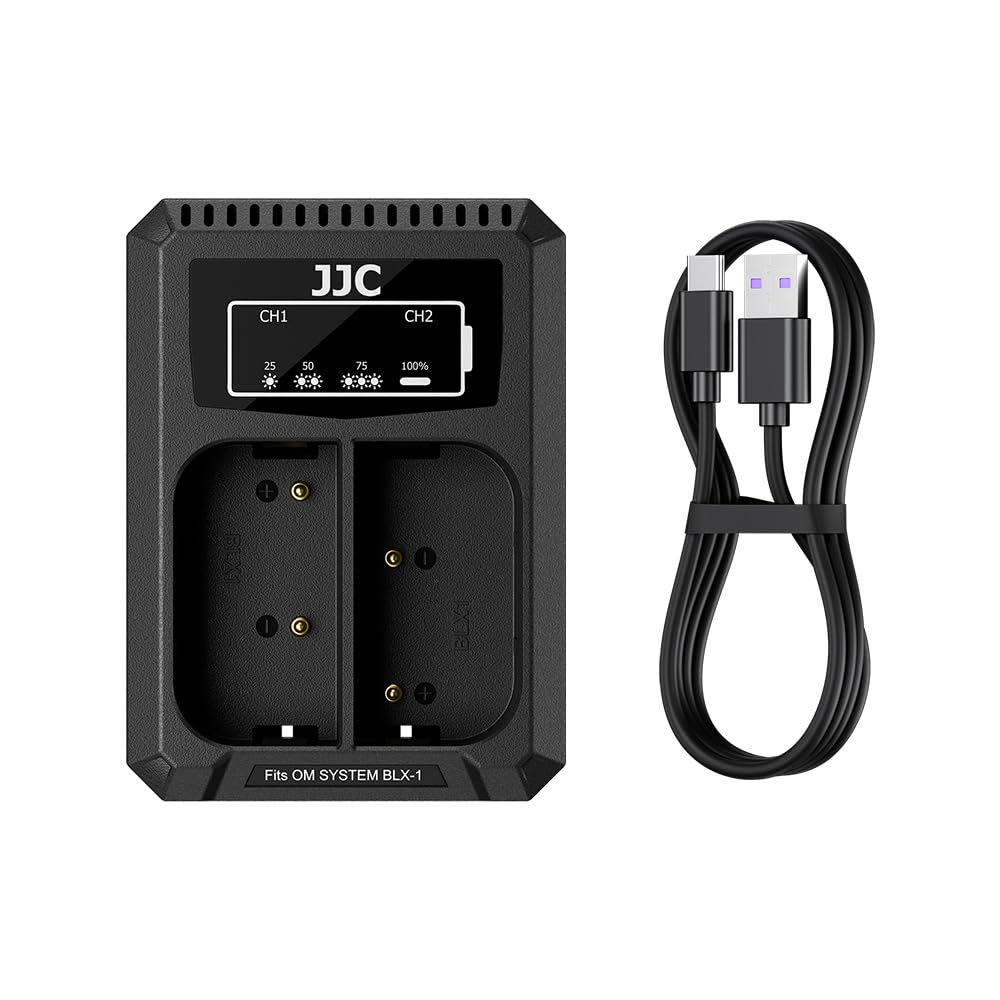 JJC BLX-1 USB Battery Charger for Olympus OM-1 Mark II OM1 OM-3 OM3 Cameras