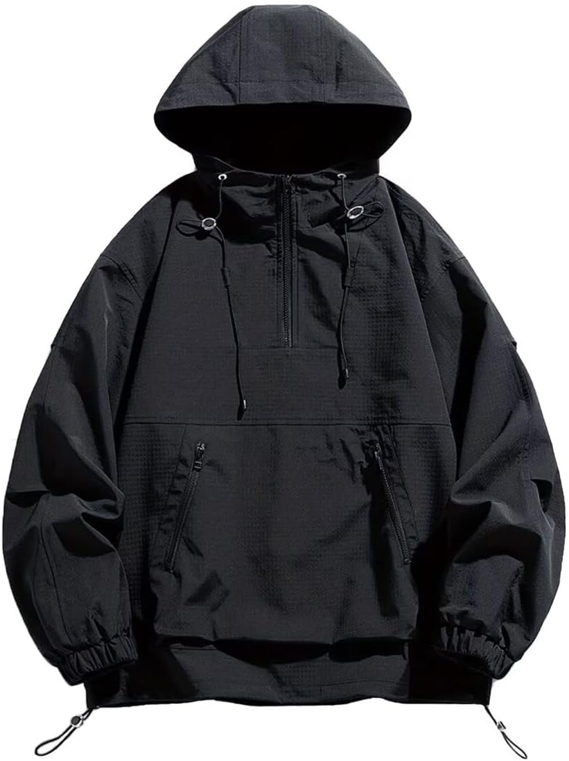 INVACH Men's Lightweight Waterproof Sports Zip Hoodie Rain Jacket, Cycling Windbreaker Pullover Coats