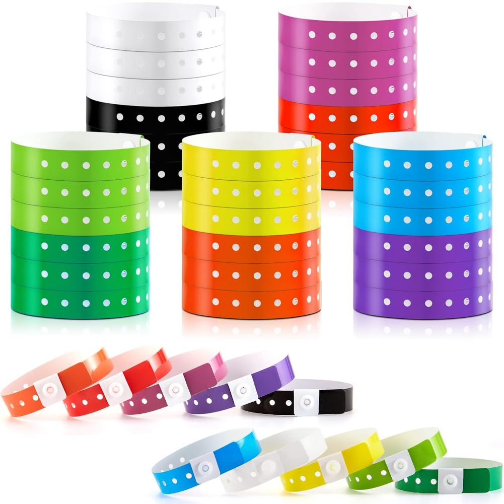 300 Pièces Bracelets en Plastique Bracelet en Vinyle Bracelets Colorés Bracelet en Plastique Bracelets de Fête, Multicolore