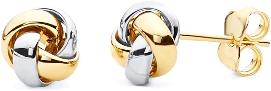 14k REAL Two Tone Gold Knot Earrings