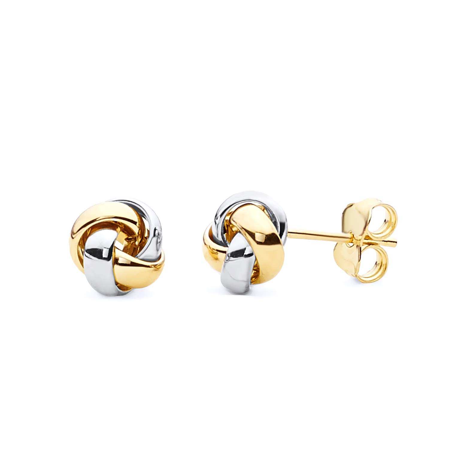14k REAL Two Tone Gold Knot Earrings