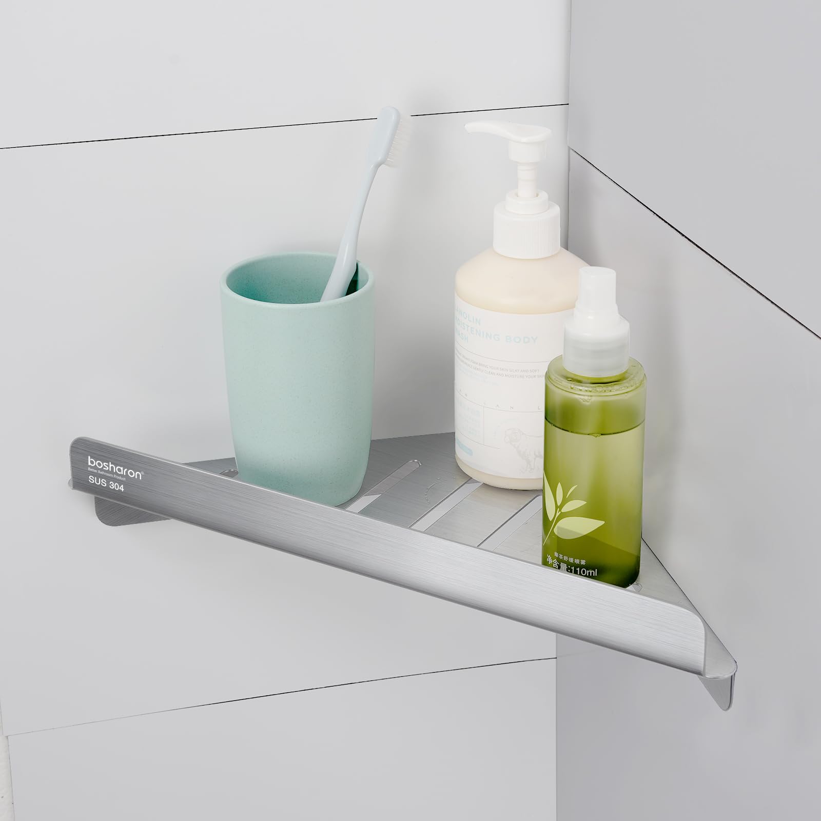Adhesive Corner Caddy Stainless Steel Storage Rack Wall Mounted Shower Shelf Corner Organizer Shelves for Bathroom and Kitchen