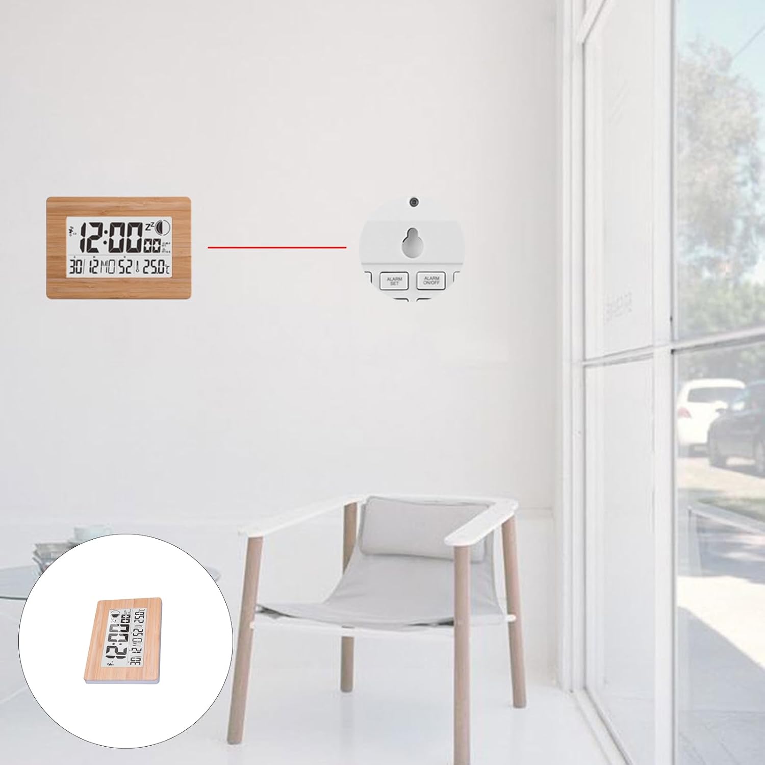 Bedsides Battery Operated LCD Digital Alarm Clock with Temperature Display 12/24Hour Format Snoozes Function for Bedroom Multifunctional Clock