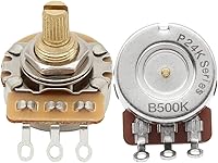 Vista 8 de FLEOR Potenciómetro de guitarra de eje dividido corto de 2 piezas A250K de 0.610 in, 24 líneas