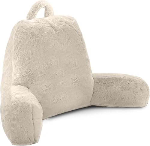 Almohada de lectura para sentarse en la cama para adultos, almohada de lectura con espuma viscoelástica triturada, almohada de cama con funda