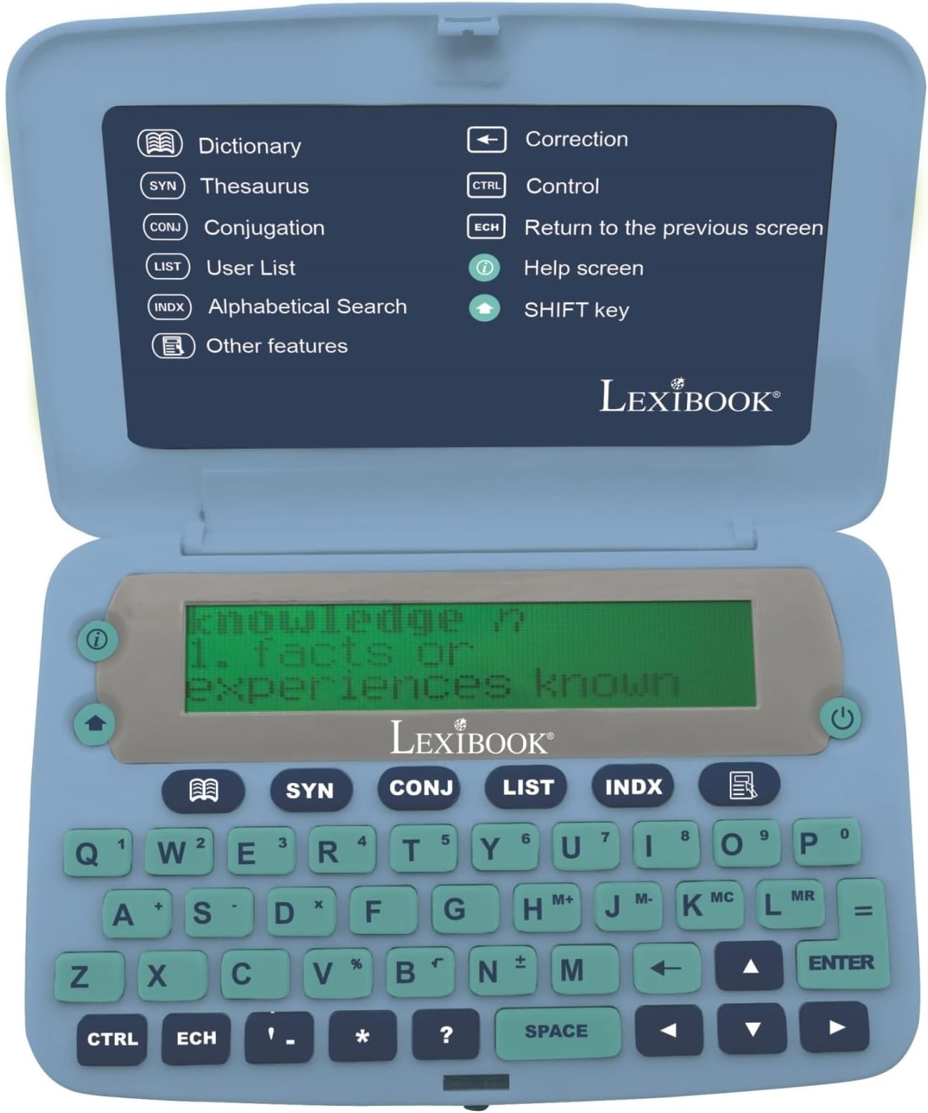 LEXiBOOK D650EN The English Dictionary, Definitions, Thesaurus, Grammar, Phonetic Spellchecker, with Battery, Blue/Grey
