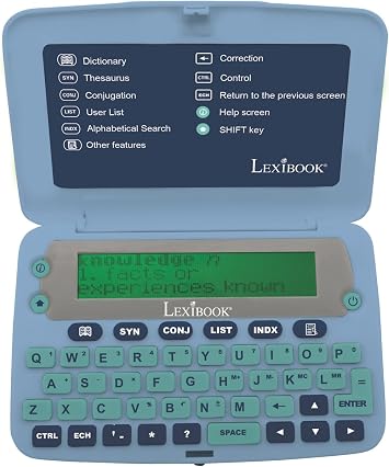 LEXiBOOK D650EN The English Dictionary, Definitions, Thesaurus, Grammar, Phonetic Spellchecker, with Battery, Blue/Grey