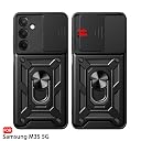 TheGiftKart Tough Armor Bumper Back Cover Case for Samsung Galaxy M35 5G | Sliding Camera Cover, Kickstand & Ring Holder | 360° Protection Back Cover Case for Samsung Galaxy M35 5G (PC & TPU, Black) gallery image