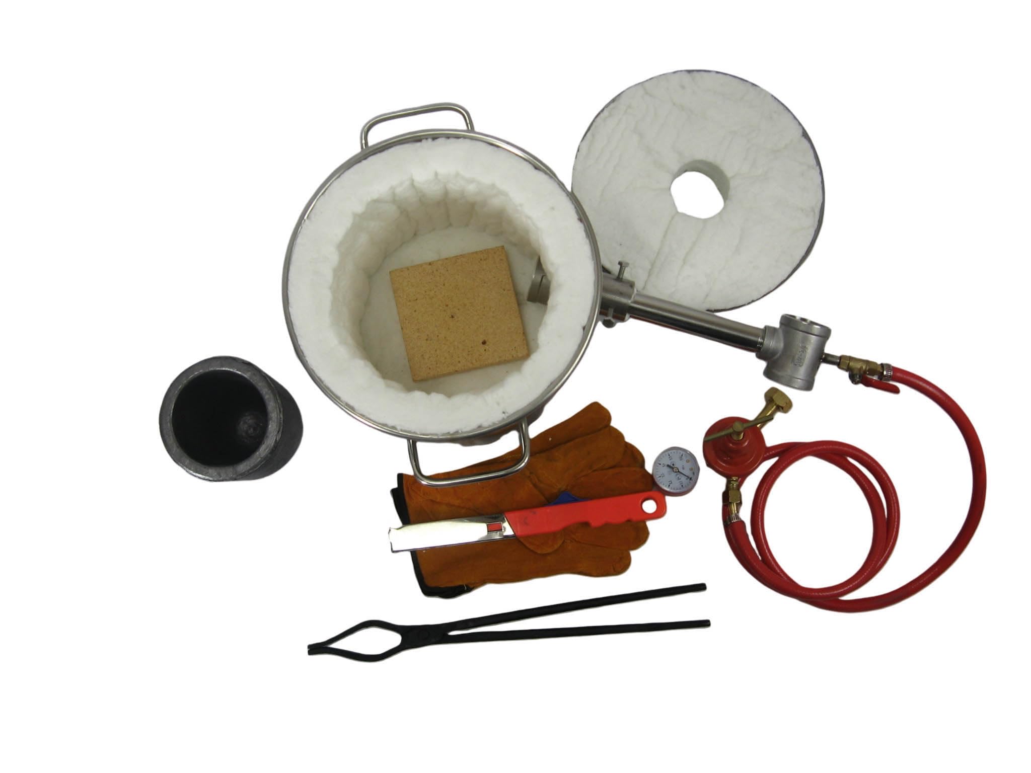 Horno de fusión de propano de 6 kg con crisoles, pinzas y guantes, horno para metal, oro, plata, cobre, aluminio, kit completo de herramientas de fundición