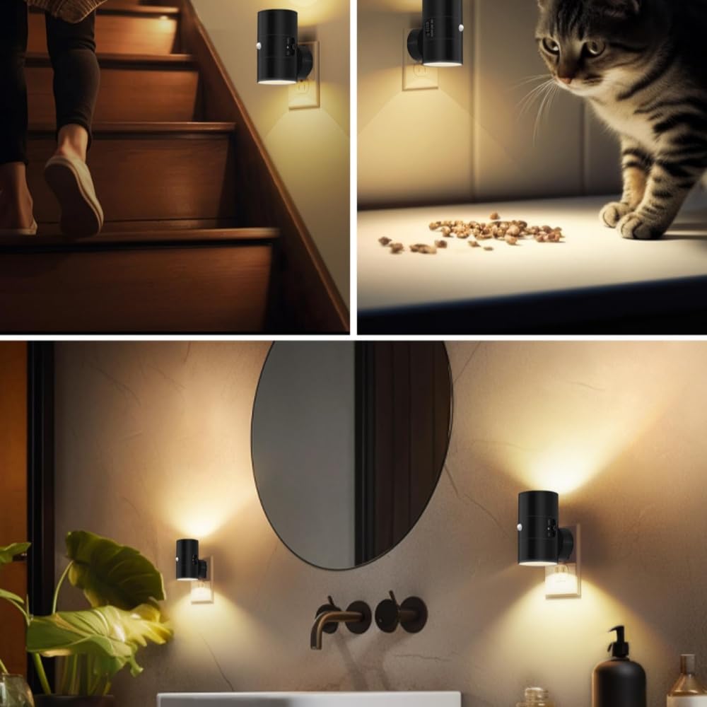 Lumora - Lampe murale LED haut de gamme Veilleuse Prise Electrique avec détecteur de mouvement, intensité variable, pour intérieur, couloir, chambre, escalier